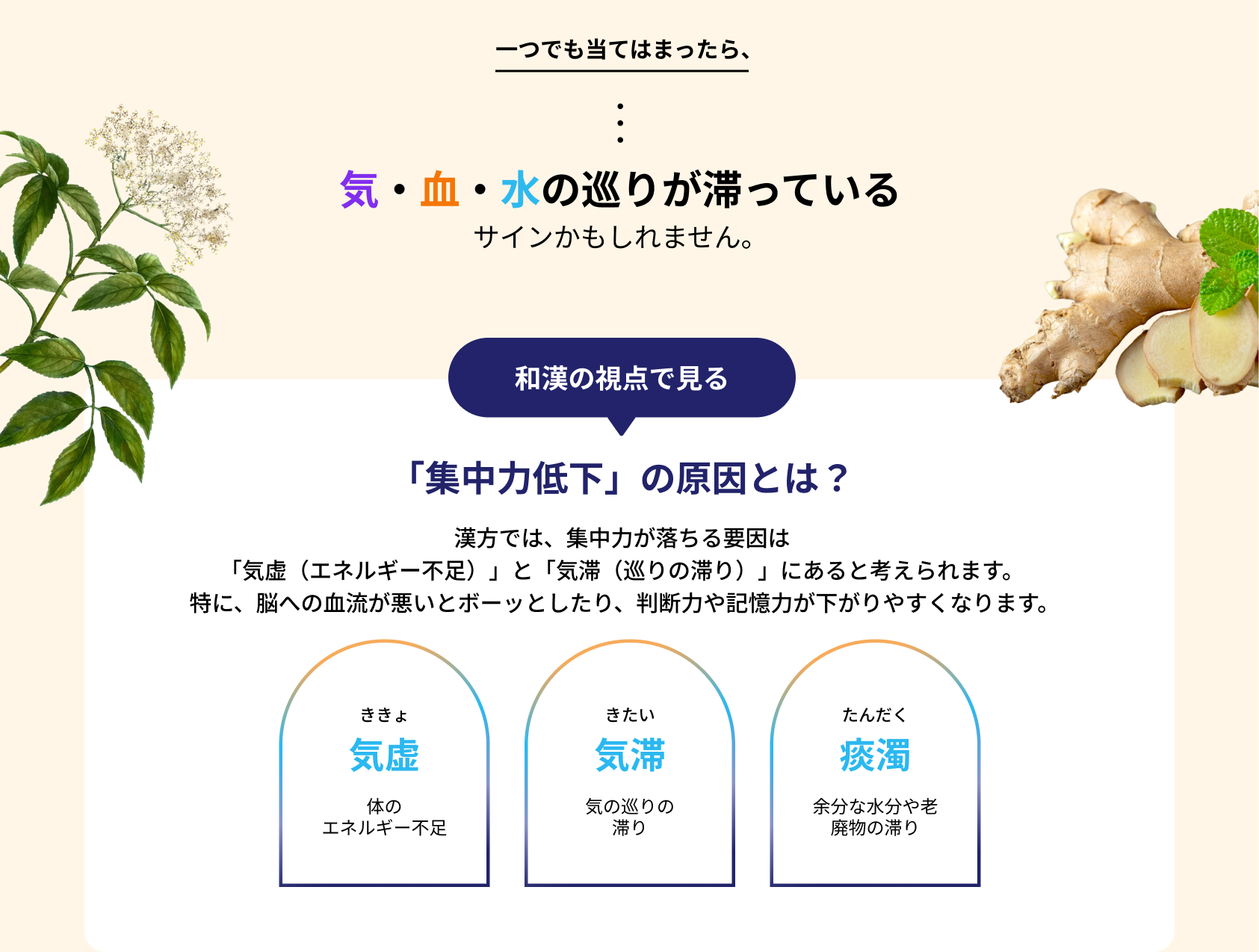 気・血・水の巡りが滞っているサインかもしれません。