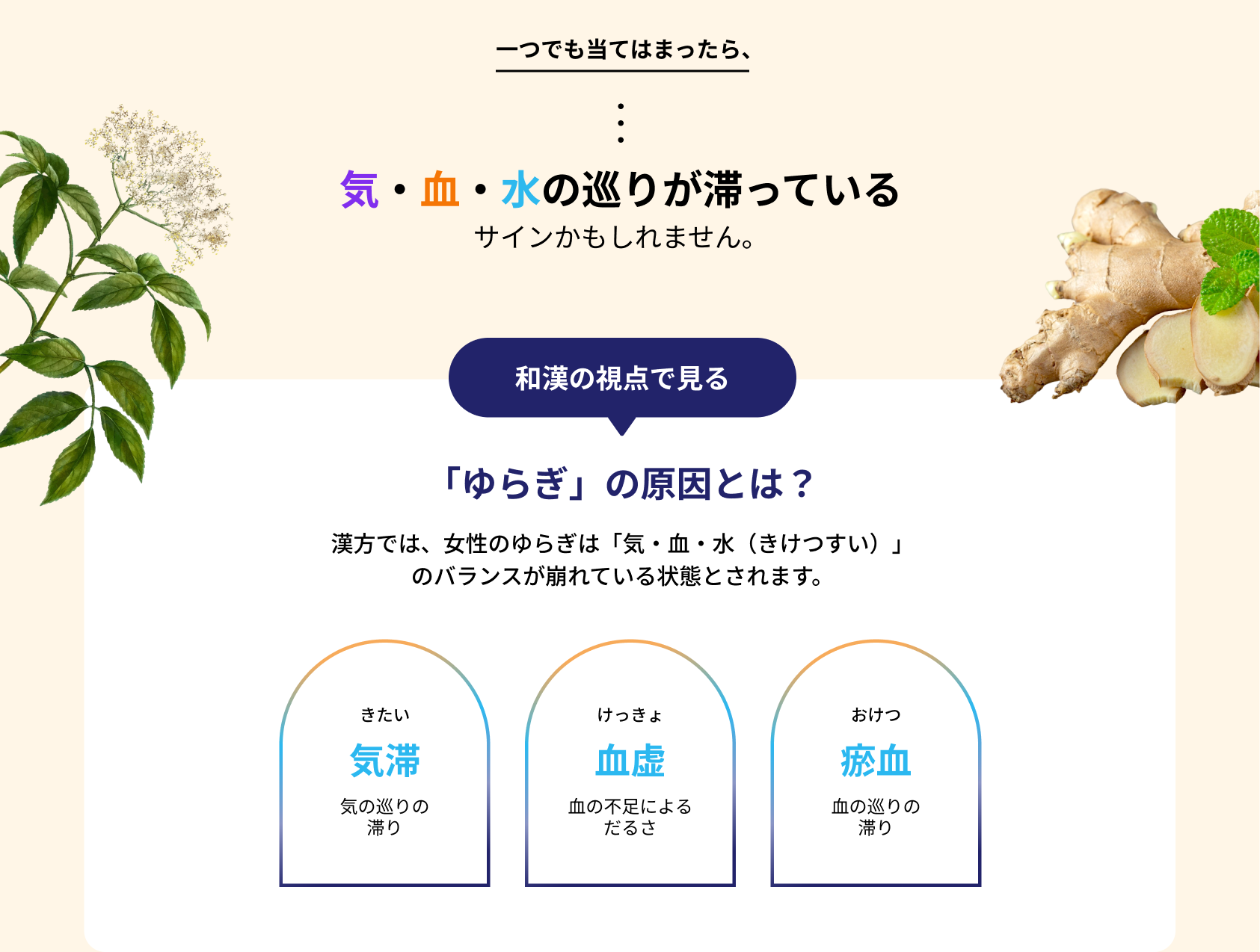 気・血・水の巡りが滞っているサインかもしれません。